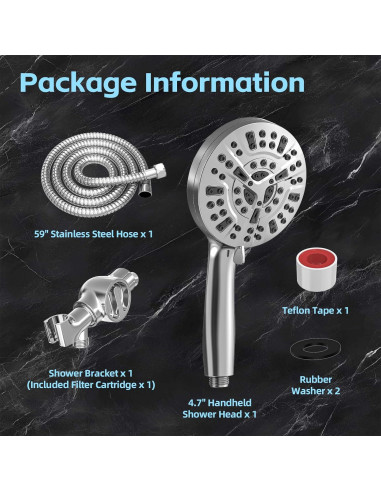 Cabezal de Ducha Filtrado SANISANO 9 Modos Alta Presión 11.94 cm