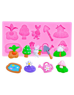 Molde de Silicona 3D Jardín Grado Alimenticio 13x10cm