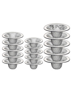 Colador de Drenaje de Malla Beyoslf - 15 Pcs Acero Inoxidable