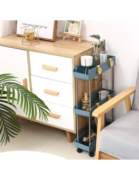 Carro de Almacenamiento Móvil 3 Niveles Melody House Azul