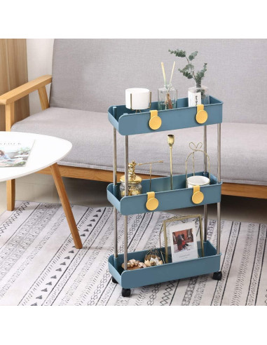 Carro de Almacenamiento Móvil 3 Niveles Melody House Azul