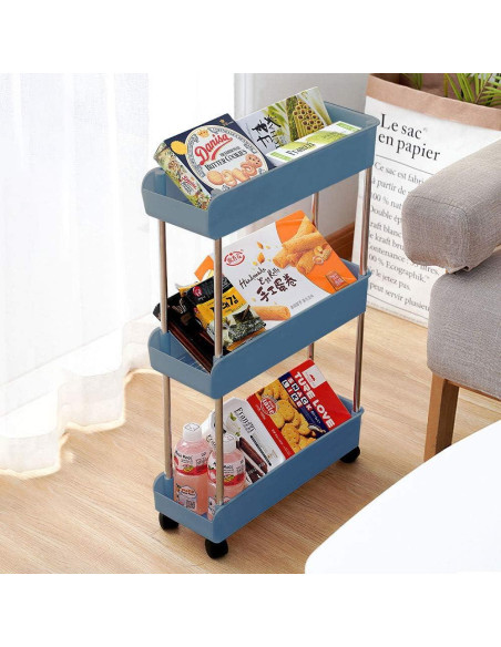 Carro de Almacenamiento Móvil 3 Niveles Melody House Azul