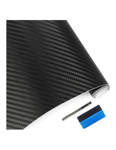Vinilo de Fibra de Carbono LZLRUN 30.48x152.4cm Negro
