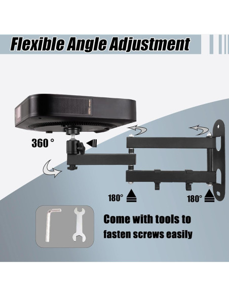 Soporte de Pared para Proyector 2-Be-Best Ajustable Negro
