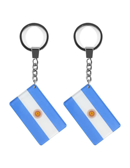 Llavero Bandera Argentina QQSD - Paquete de 2, Acrílico 5x3 cm