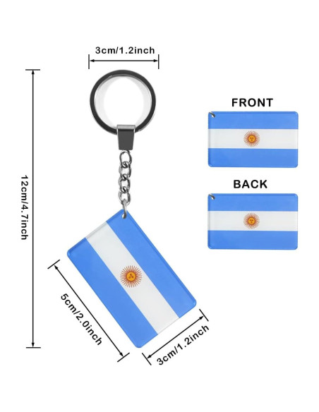 Llavero Bandera Argentina QQSD - Paquete de 2, Acrílico 5x3 cm