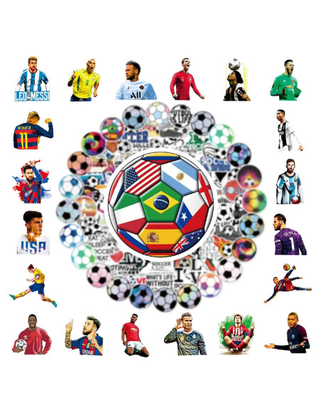 150 Stickers de Fútbol Homiego Impermeables para Hydroflask