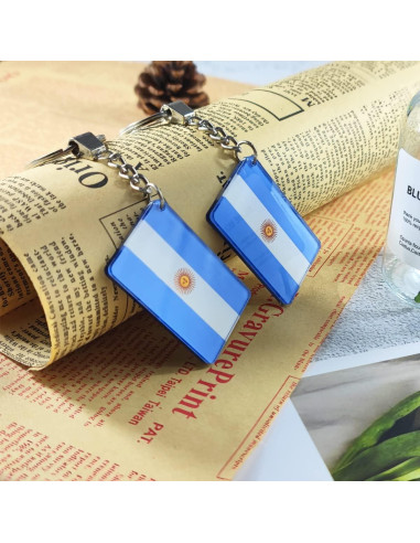 Llavero Bandera Argentina QQSD - Paquete de 2, Acrílico 5x3 cm