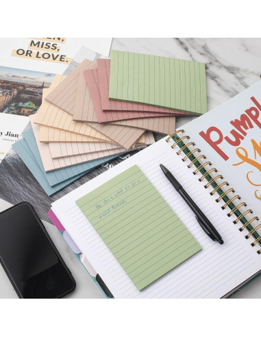 Paquete de 12 Notas Adhesivas Rayadas Kozerite 10x15 cm Vintage