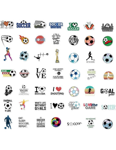150 Stickers de Fútbol Homiego Impermeables para Hydroflask