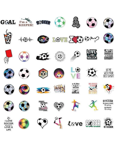 150 Stickers de Fútbol Homiego Impermeables para Hydroflask