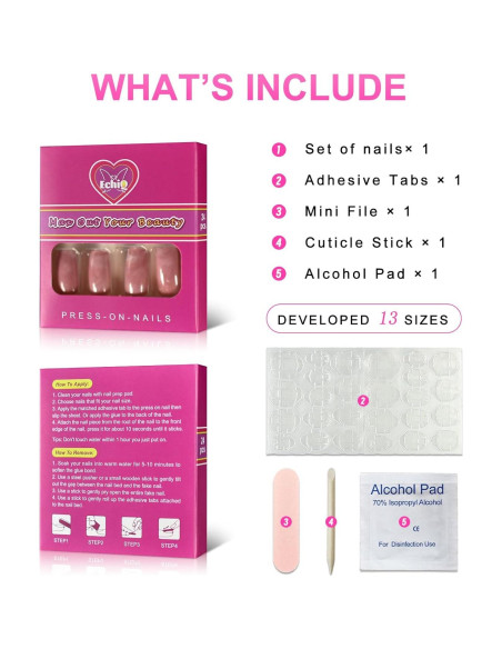 Uñas Artificiales de Mármol Rosa Brillante EchiQ Z836