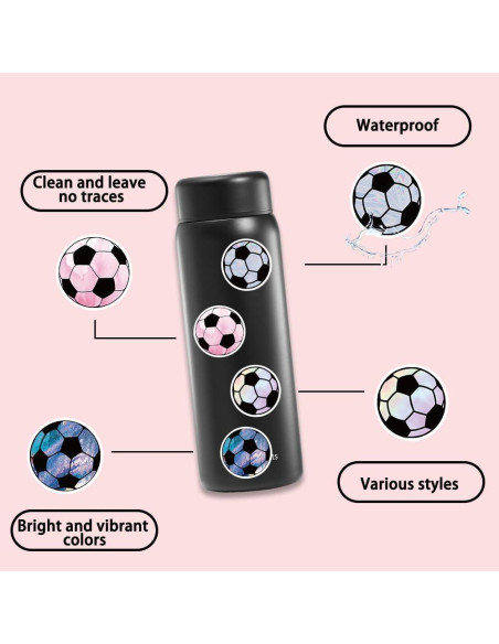150 Stickers de Fútbol Homiego Impermeables para Hydroflask