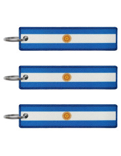 Conjunto de 3 Llaveros de Bandera de Argentina JAVD 13x3cm