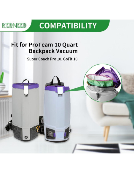 Paquete de 12 Bolsas de Filtro Micro Kerneed 107313 para Aspiradora ProTeam Paquete de 12 Bolsas de Filtro Micro Kerneed 107313 para Aspiradora ProTeam