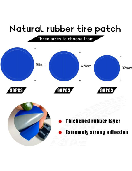 90 Piezas Parche de Reparación de Neumáticos Ohleats 32-58mm
