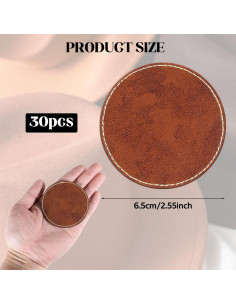 30 Parches Redondos de Cuero Sintético MBAIYO 6.5cm Amarillo 2