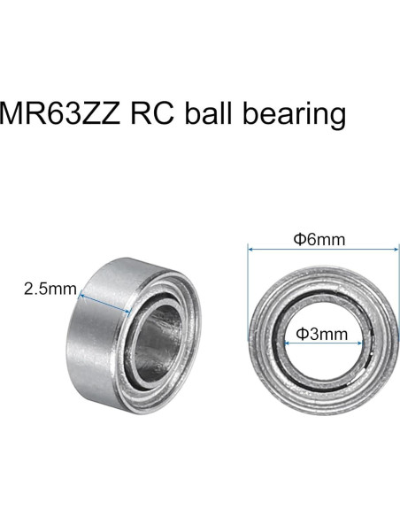 Rodamientos de Bolas MR63ZZ uxcell Doble Sellados 3x6x2.5mm