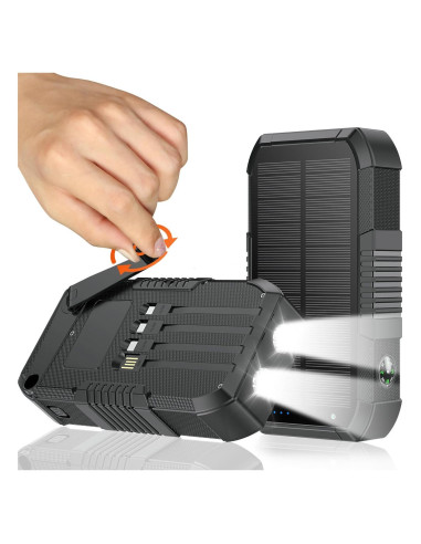 Banco de Energía Solar KIGOKER 66800mAh con Manivela y 4 Puertos