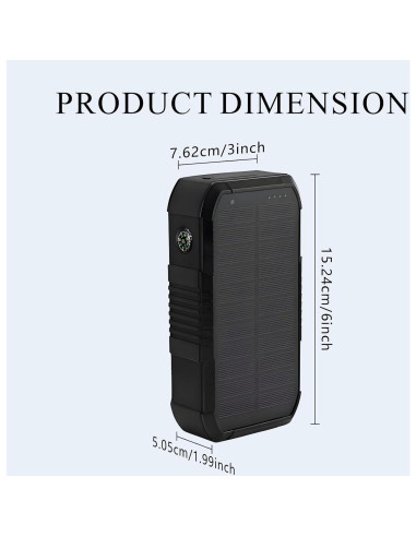 Banco de Energía Solar KIGOKER 66800mAh con Manivela y 4 Puertos