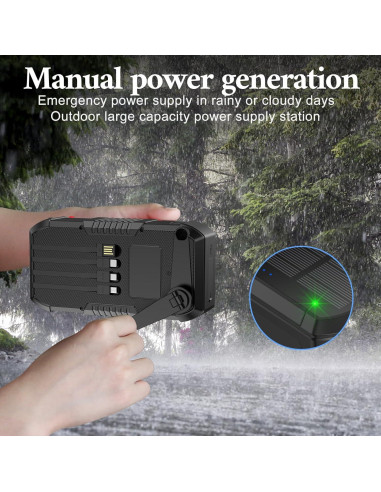 Banco de Energía Solar KIGOKER 66800mAh con Manivela y 4 Puertos