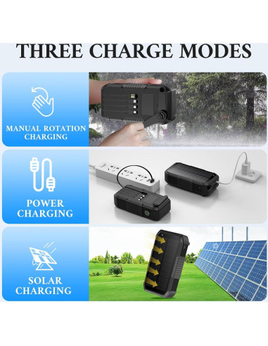 Banco de Energía Solar KIGOKER 66800mAh con Manivela y 4 Puertos