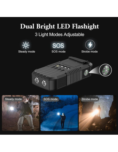 Banco de Energía Solar KIGOKER 66800mAh con Manivela y 4 Puertos