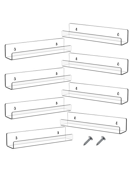 Estante Flotante Acrílico Blulu 14" 8 Paquetes Transparente