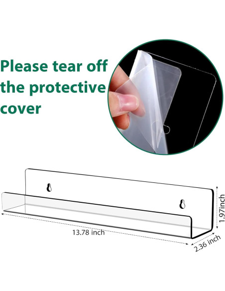 Estante Flotante Acrílico Blulu 14" 8 Paquetes Transparente