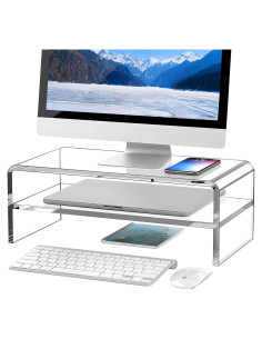 Soporte Elevador de Monitor Acrílico Egchi 2 Niveles 40.6x20.3 cm