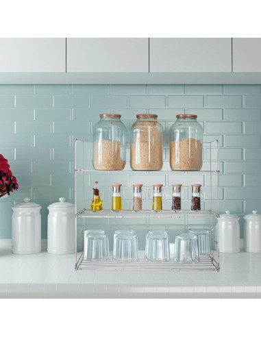 Organizador Acrílico Transparente 3 Niveles Jusalpha 35.56x12.7x33cm