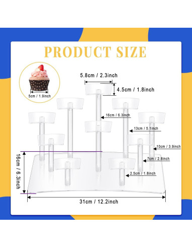 Soporte de exhibición acrílico Fellibay 10 niveles 32x17cm