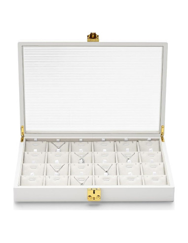 Caja organizadora de joyas Papten 24 compartimentos cuero PU