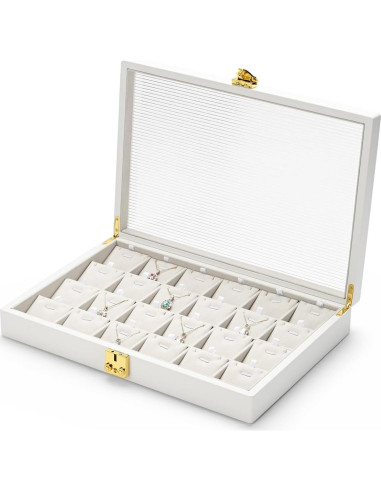 Caja organizadora de joyas Papten 24 compartimentos cuero PU