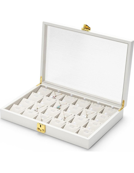 Caja organizadora de joyas Papten 24 compartimentos cuero PU