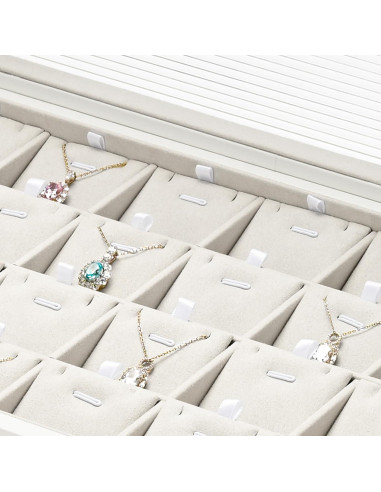 Caja organizadora de joyas Papten 24 compartimentos cuero PU