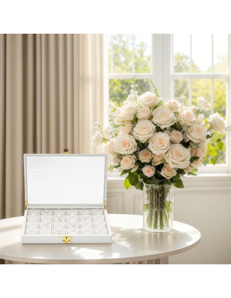 Caja organizadora de joyas Papten 24 compartimentos cuero PU