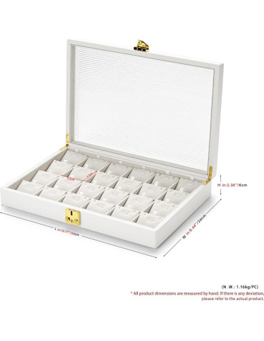 Caja organizadora de joyas Papten 24 compartimentos cuero PU