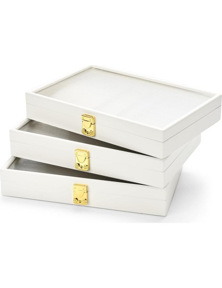 Caja organizadora de joyas Papten 24 compartimentos cuero PU