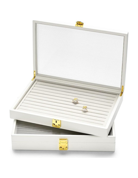 Caja organizadora de joyas Papten 24 compartimentos cuero PU