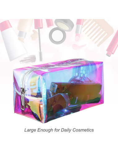 Bolsa de Maquillaje Holográfica Boao 2 Pcs Impermeable 20x15 cm