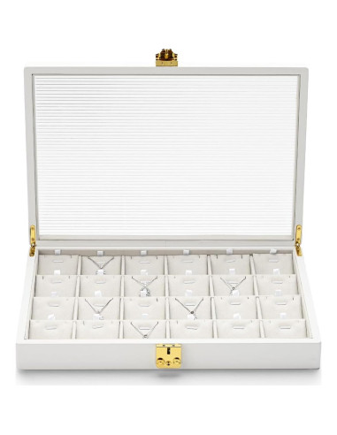 Caja organizadora de joyas Papten 24 compartimentos cuero PU