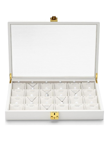 Caja organizadora de joyas Papten 24 compartimentos cuero PU