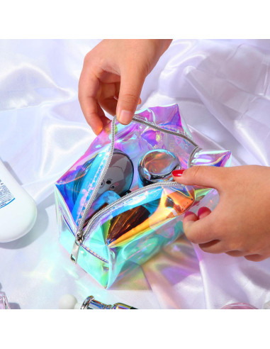 Bolsa de Maquillaje Holográfica Boao 2 Pcs Impermeable 20x15 cm