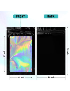Bolsas Resealables Mylar Holográficas 200 Unidades 12x20 cm 2