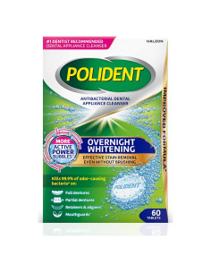 Limpiador Antibacteriano Polident Noche Blanqueamiento 60 Tabletas