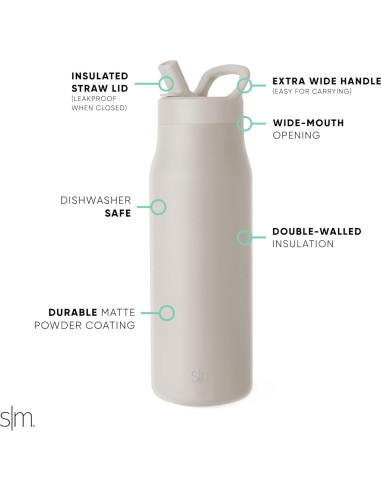 Botella de Agua Simple Modern Mesa 34oz Acero Inoxidable Aislada