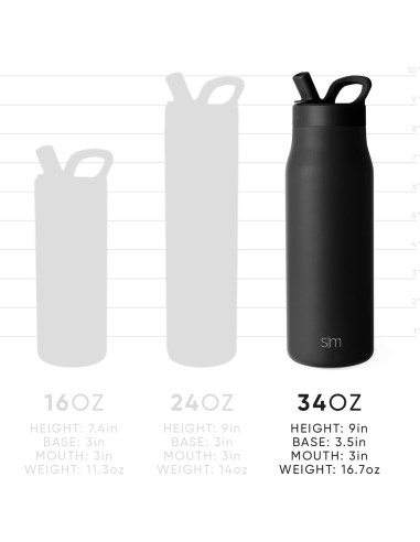 Botella de Agua Simple Modern Mesa 34oz Acero Inoxidable Aislada