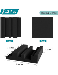 Paneles Acústicos TroyStudio 12 Piezas 30.48x30.48cm 7.62cm 2