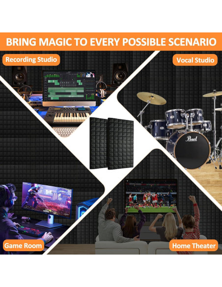 Paneles Acústicos de Espuma 122x61x5 cm - 1 Paquete Negro Paneles Acústicos de Espuma 122x61x5 cm - 1 Paquete Negro